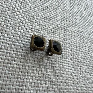 BELLADONNA Black Swarovski Crystal Antique Brass Stud Earrings